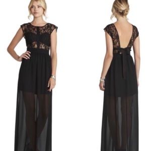BCBG Black Formal Maxi Dress Lace & Sheer 6